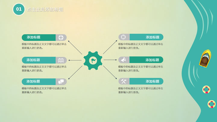 清凉夏日手绘小清新工作汇报PPT演示模板