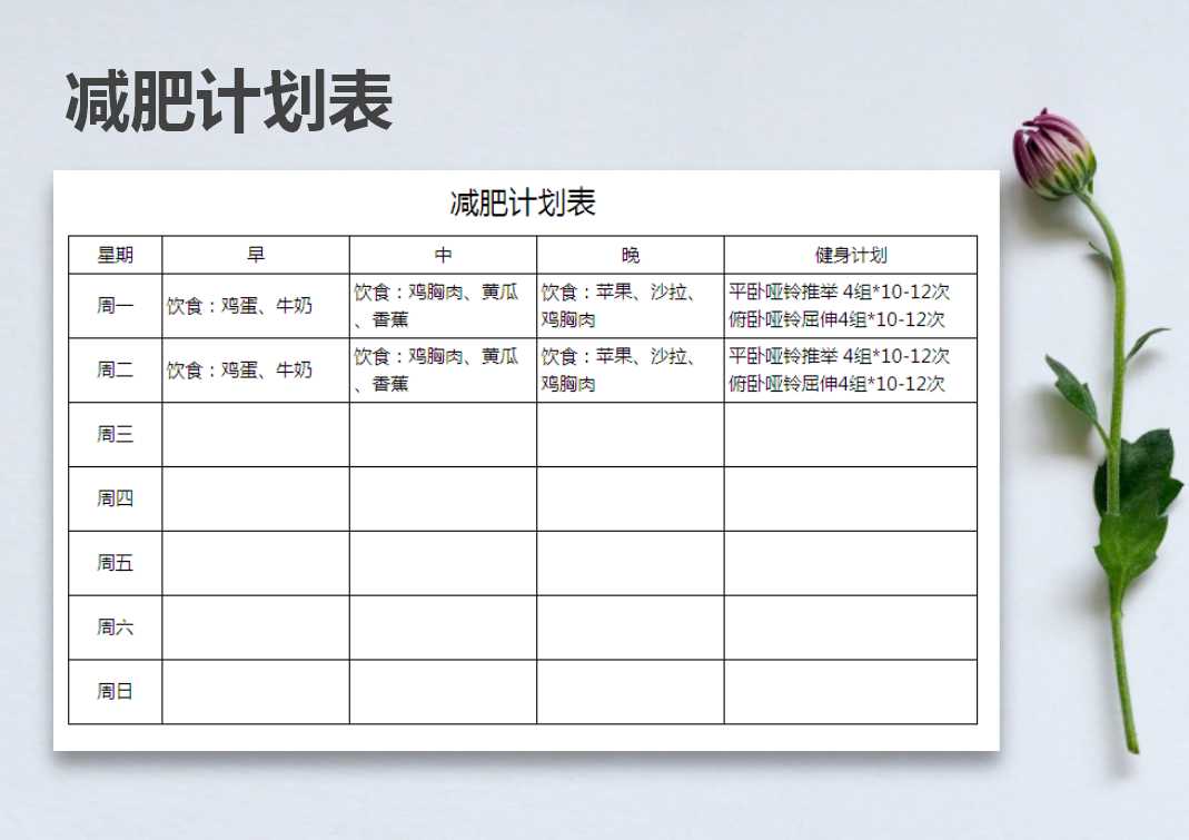 减肥饮食计划表