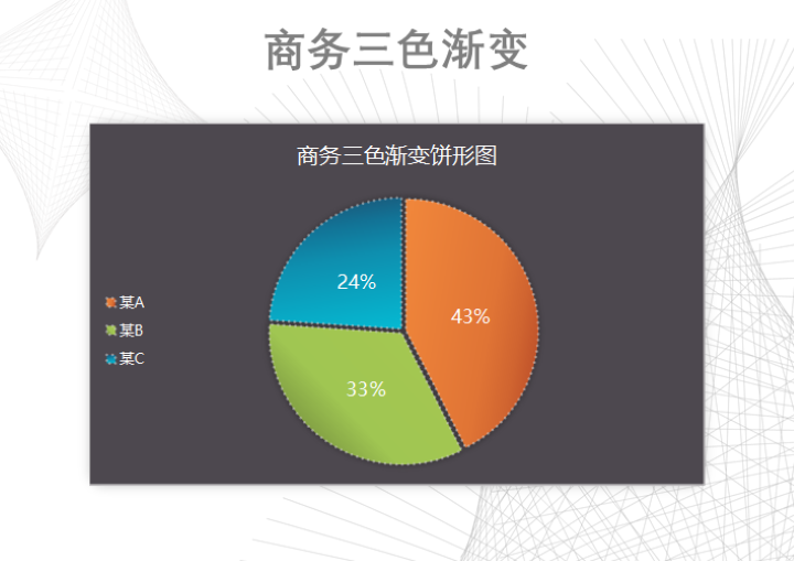 商务三色渐变饼形图