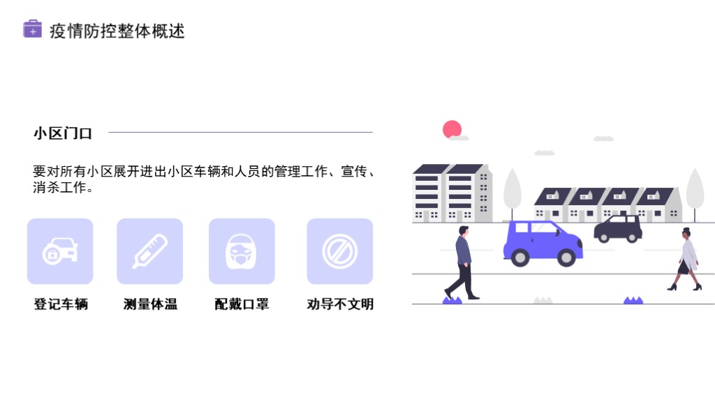 紫色物业疫情防控工作总结PPT