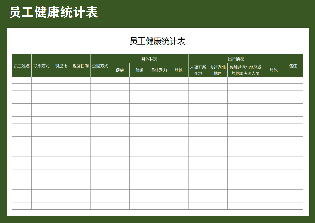 员工健康统计表