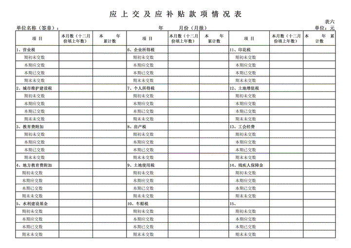 应上交表