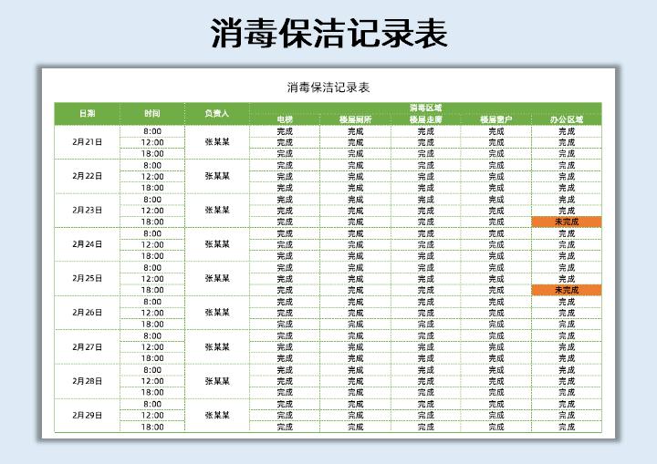 消毒保洁记录表