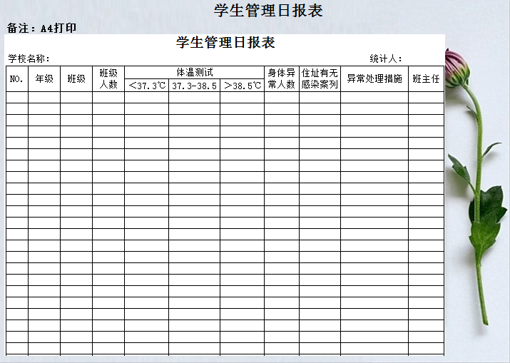 学生管理日报表