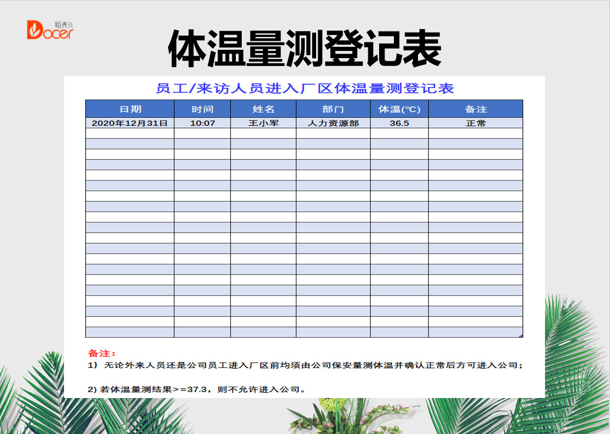 体温量测登记表