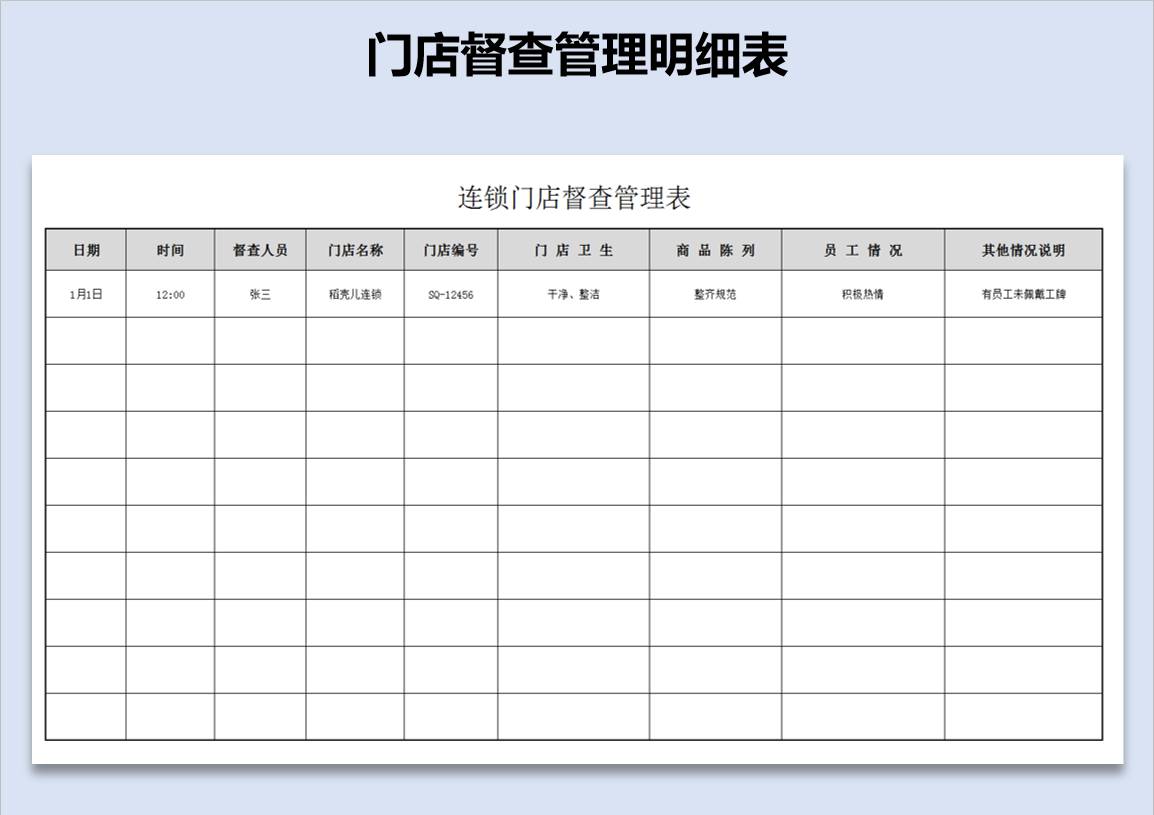 门店检查管理明细表