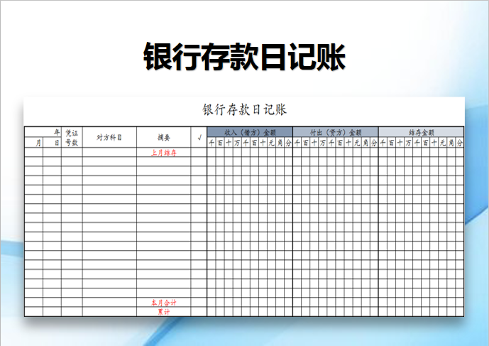 银行存款日记账