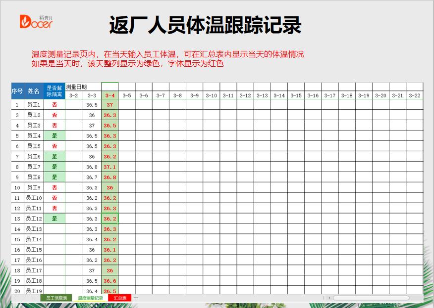 外来人员体温测量及隔离记录自动