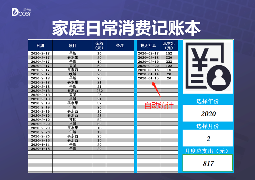 家庭日常消费记账本