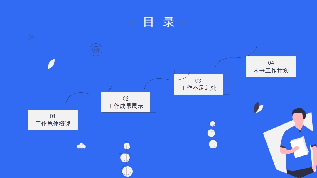 蓝色扁平化工作汇报通用PPT模板