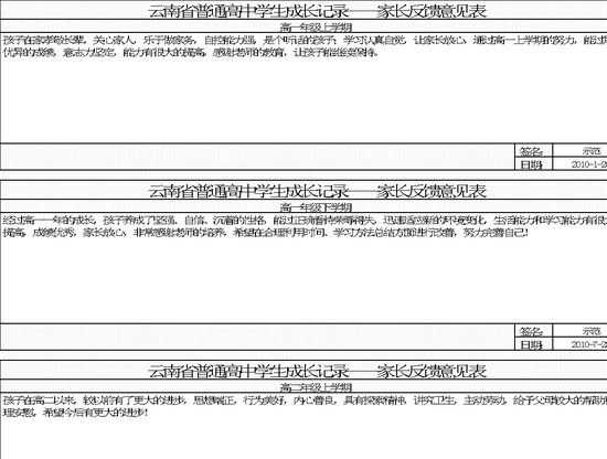 综合素质填写示例