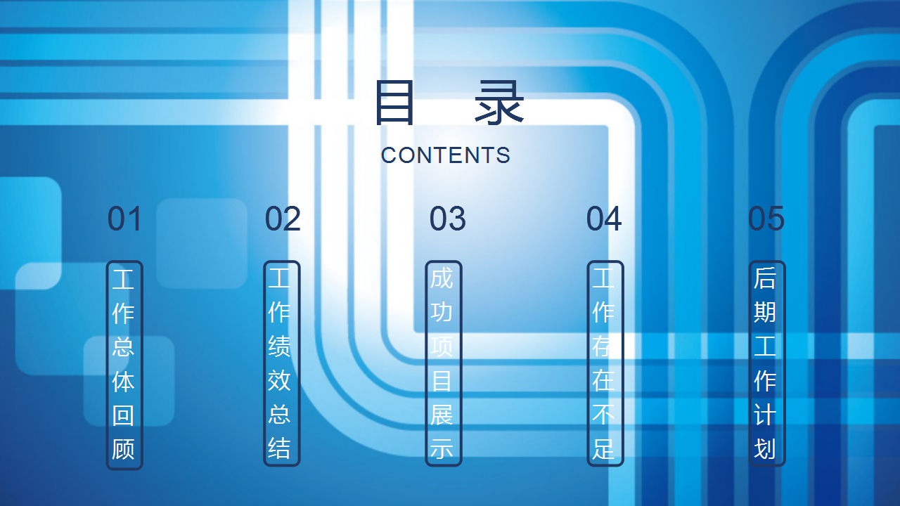 商务蓝汇报总结通用模板